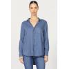 imageDEAR JOHN Galina Novelty ButttonDown Long Sleeve Womens ShirtVintage Indigo