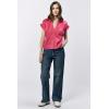 imageDEAR JOHN Julia VNeck Short Sleeve Relaxed Fit Womens TopRaspberry