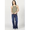imageDEAR JOHN Tamia Racer Back Crew Neck Tank Top Fitted SleevelessVetiver