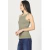 imageDEAR JOHN Tamia Racer Back Crew Neck Tank Top Fitted SleevelessVetiver