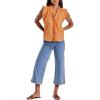 imageDEAR JOHN Ellie Womens Novelty Top Ruffle VNeck SleevelessApricot Crush Embroidered