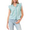 imageDEAR JOHN Ellie Womens Novelty Top Ruffle VNeck SleevelessBio Mint
