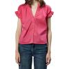 imageDEAR JOHN Julia VNeck Short Sleeve Relaxed Fit Womens TopRaspberry