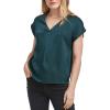 imageDEAR JOHN Kristen VNeck Top Short Sleeve Womens Blouse ShirtDeep Emerald