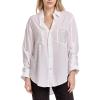 imageDEAR JOHN Lola Womens Shirt Boyfriend Fit Button Down Long SleeveStudded White