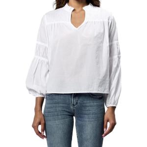 imageDEAR JOHN Adagio Womens Blouse Relaxed Fit VNeck Long SleeveWhite
