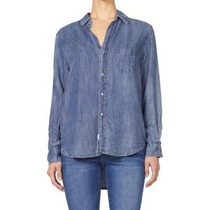 imageDEAR JOHN Galina Novelty ButttonDown Long Sleeve Womens ShirtIndependence Blue