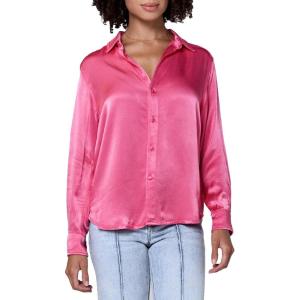 imageDEAR JOHN Galina Novelty ButttonDown Long Sleeve Womens ShirtRaspberry