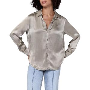 imageDEAR JOHN Galina Novelty ButttonDown Long Sleeve Womens ShirtVetiver