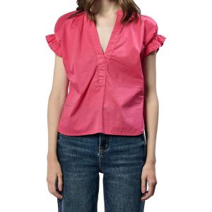 imageDEAR JOHN Julia VNeck Short Sleeve Relaxed Fit Womens TopRaspberry
