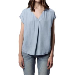 imageDEAR JOHN Kristen VNeck Top Short Sleeve Womens Blouse ShirtCarolina Blue
