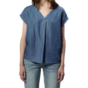 imageDEAR JOHN Kristen VNeck Top Short Sleeve Womens Blouse ShirtImperial Blue