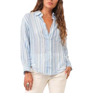 imageDEAR JOHN Lola Womens Shirt Boyfriend Fit Button Down Long SleeveBlue Streak