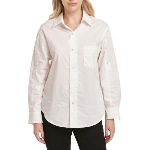 imageDEAR JOHN Lola Womens Shirt Boyfriend Fit Button Down Long SleeveWhite