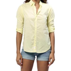 imageDEAR JOHN Lolita Womens Shirt Poplin ButtonUp Long SleevePale Lime Yellow