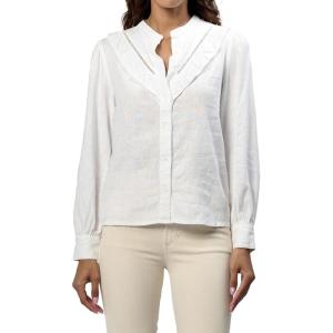 imageDEAR JOHN Lonestar Button Up Long Sleeve Ruffle Detail Womens Top  Size XSmall  WhiteWhite