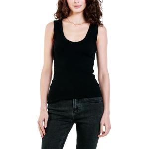 imageDEAR JOHN Paula Scoop Neck Sleeveless Womens Tank Top Fitted KnitBlack