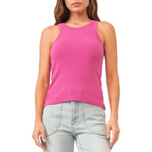 imageDEAR JOHN Tamia Racer Back Crew Neck Tank Top Fitted SleevelessPink Flash