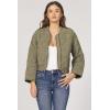 imageDEAR JOHN Maverick Jacket Quilted Zip Front Long Sleeve Relaxed Fit Outerwear Layering Essential  Vetiver  XSmallVetiver