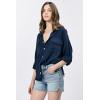 imageDEAR JOHN Adrianna Button Up Long Sleeve Boxy Womens ShirtBlack Iris
