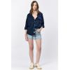 imageDEAR JOHN Adrianna Button Up Long Sleeve Boxy Womens ShirtBlack Iris