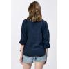 imageDEAR JOHN Adrianna Button Up Long Sleeve Boxy Womens ShirtBlack Iris
