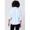 imageDEAR JOHN Adrianna Button Up Long Sleeve Boxy Womens ShirtCarolina Blue