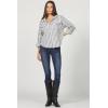 imageDEAR JOHN Adrianna Button Up Long Sleeve Boxy Womens ShirtDark Blue Stripe