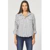imageDEAR JOHN Adrianna Button Up Long Sleeve Boxy Womens ShirtDark Blue Stripe