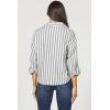 imageDEAR JOHN Adrianna Button Up Long Sleeve Boxy Womens ShirtDark Blue Stripe