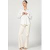 imageDEAR JOHN Adrianna Button Up Long Sleeve Boxy Womens ShirtWhite Blanketstitch