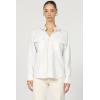 imageDEAR JOHN Adrianna Button Up Long Sleeve Boxy Womens ShirtWhite Blanketstitch