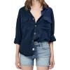 imageDEAR JOHN Adrianna Button Up Long Sleeve Boxy Womens ShirtBlack Iris