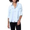 imageDEAR JOHN Adrianna Button Up Long Sleeve Boxy Womens ShirtCarolina Blue