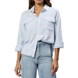 imageDEAR JOHN Adrianna Button Up Long Sleeve Boxy Womens ShirtSkyway