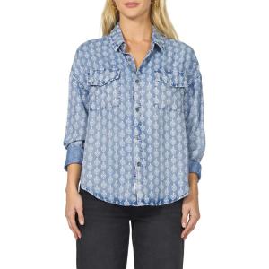 imageDEAR JOHN Adrianna Button Up Long Sleeve Boxy Womens ShirtTulip Crest