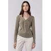 imageDEAR JOHN Cortado Long Sleeve Fitted Henley Womens TopVetiver