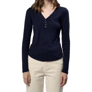 imageDEAR JOHN Cortado Long Sleeve Fitted Henley Womens TopBlack Iris