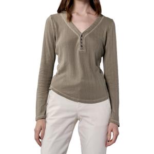 imageDEAR JOHN Cortado Long Sleeve Fitted Henley Womens TopVetiver