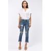 imageDEAR JOHN Blaire Straight Leg Jean Mid Rise Slim Fit Cuffed Hem Stretch DenimBoston