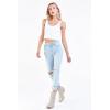 imageDEAR JOHN Blaire Straight Leg Jean Mid Rise Slim Fit Cuffed Hem Stretch DenimGolden Cream