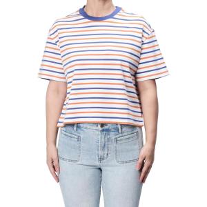 imageDEAR JOHN Maddox Short Sleeve Crew Neck Relaxed Fit Boyfriend Womens Jersey TopDazzling Stripe