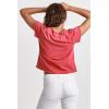 imageDEAR JOHN Vanya Short Sleeve Vee Neck Womens Slub Tee Knit Relaxed Fit ShirtViva Magenta