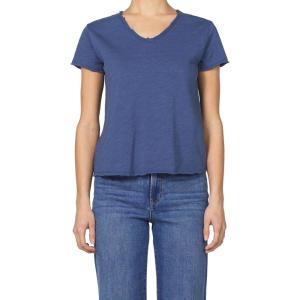 imageDEAR JOHN Vanya Short Sleeve Vee Neck Womens Slub Tee Knit Relaxed Fit ShirtVintage Indigo