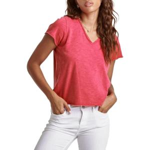 imageDEAR JOHN Vanya Short Sleeve Vee Neck Womens Slub Tee Knit Relaxed Fit ShirtViva Magenta