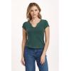 imageDEAR JOHN Anaya Notch Neck Slub VNeck Womens Tee Knit Standard FitDark Moss