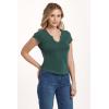 imageDEAR JOHN Anaya Notch Neck Slub VNeck Womens Tee Knit Standard FitDark Moss