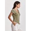 imageDEAR JOHN Anaya Notch Neck Slub VNeck Womens Tee Knit Standard FitSea Kelp