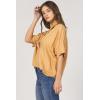 imageDEAR JOHN Belle Tencel Top Short Sleeve Oversized VNeck Popover Henley Blouse Relaxed FitOak Buff