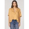 imageDEAR JOHN Belle Tencel Top Short Sleeve Oversized VNeck Popover Henley Blouse Relaxed FitOak Buff